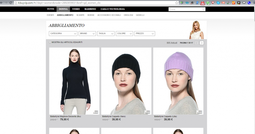 e-commerce di abbigliameno