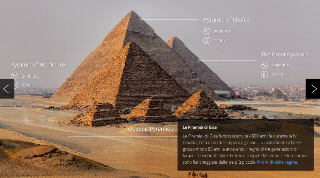 Un frame del trek sulle Piramidi di Giza