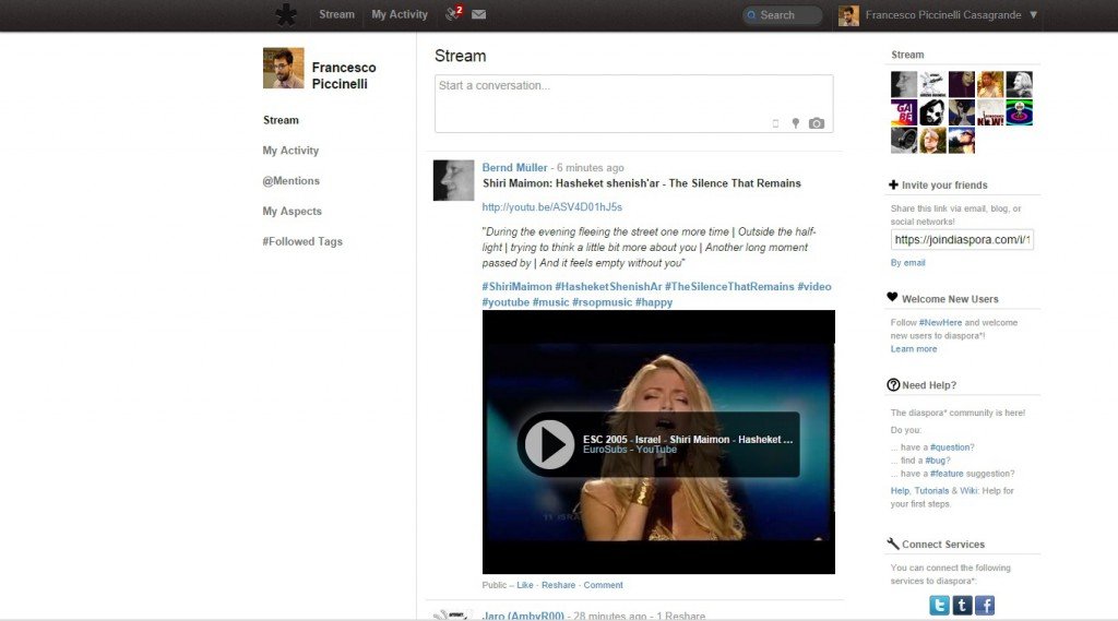 Stream Diaspora, uno dei 5 social network spariti